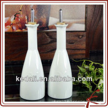 Botellas de aceite de oliva decorativas de cerámica blanca redonda